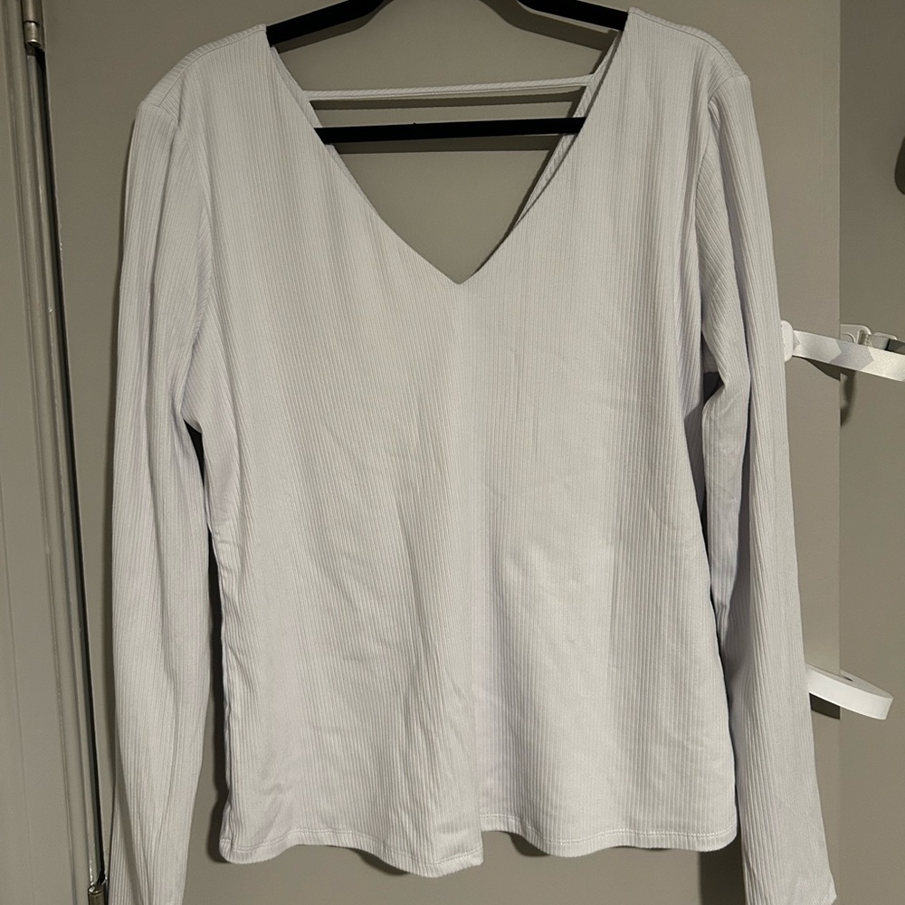 Nine Britton White V-Neck Blouse